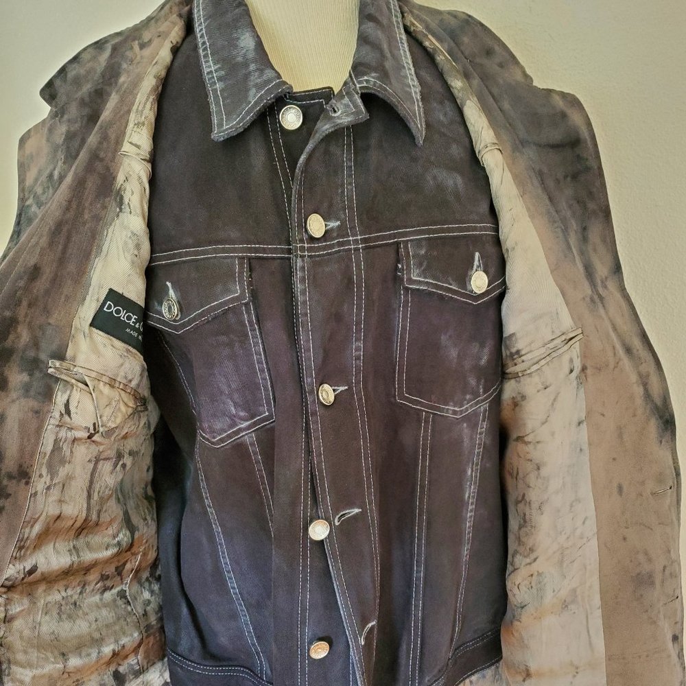 Dolce Gabbana blazer denim jacket 44 46 56 XL dyed gray black white beige pinup - Picture 3 of 11